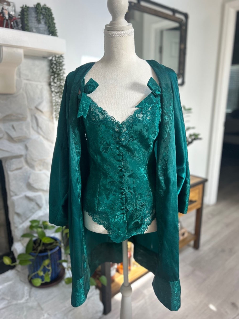Vintage Gold Label Victorias Secret Teddy and Robe Set